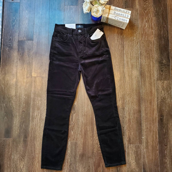 7 For All Mankind Velvet Jeans Black Ankle Super Skinny High Rise Jean 26 NWT - Picture 1 of 11